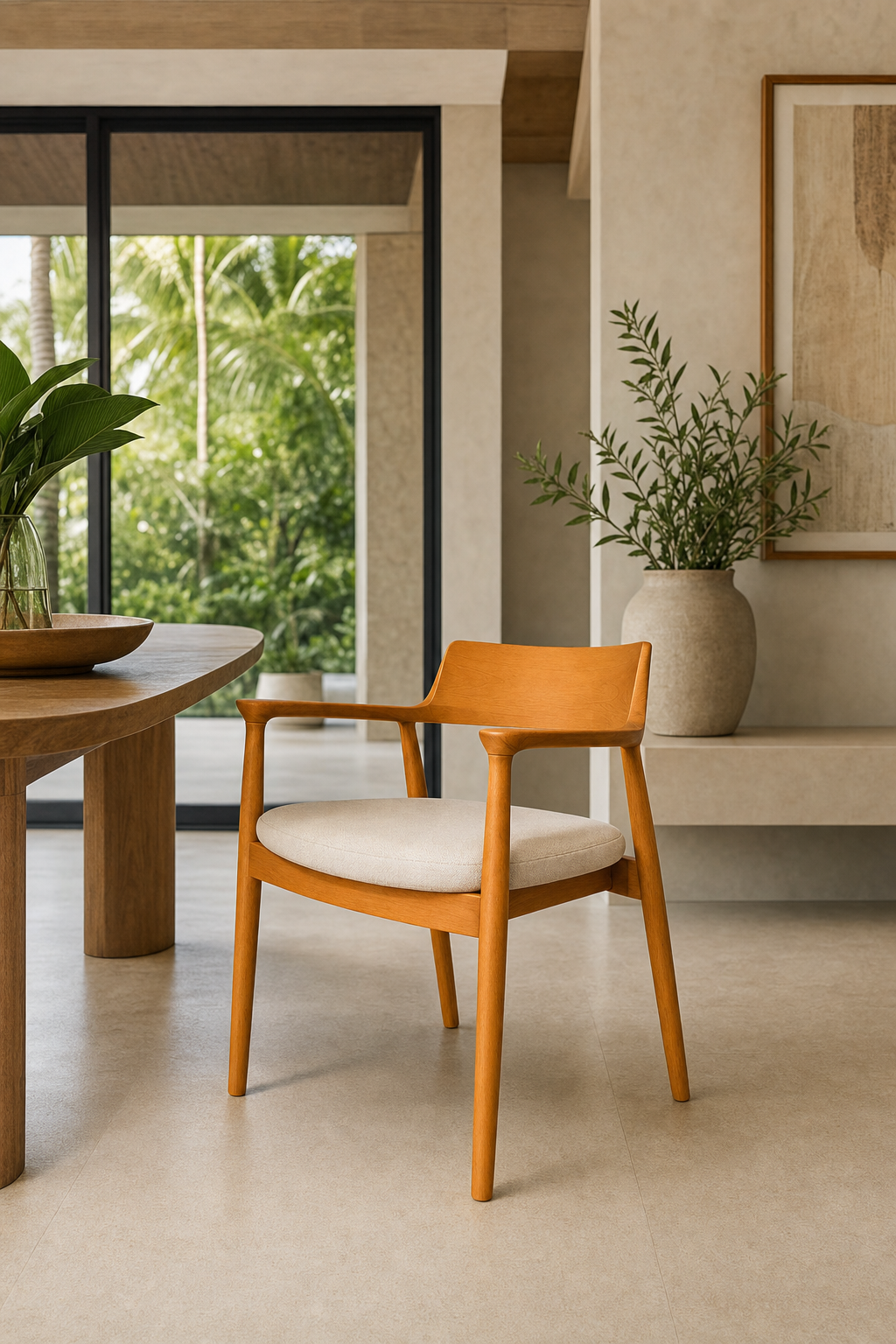 Hiroshima Dining Chair with Cushion styled in an interior