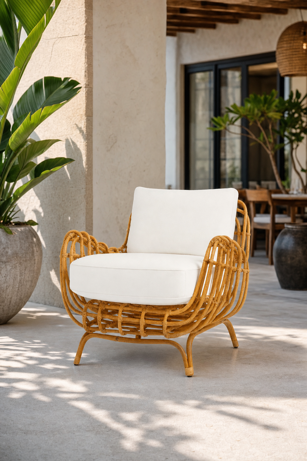 Isla Rattan Accent Chair styled in an interior