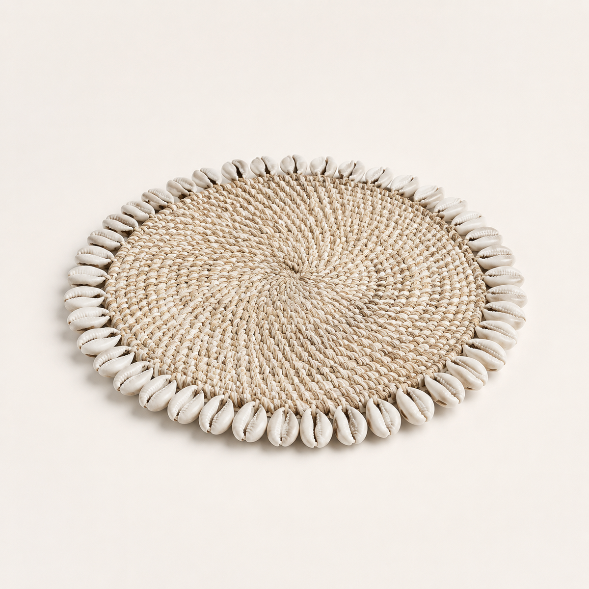 Ivory rattan and Cowrie shell placemat