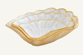 Pearl White Fan shell bowl trio - angled view