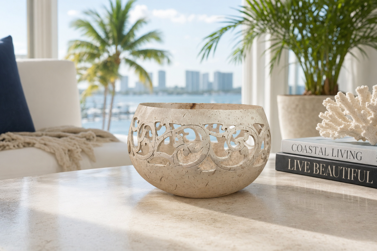 Jungle Weave Coconut Dish styled in an interior