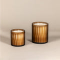 Amber Kim Cylinder Candles lit in Small and Large sizes