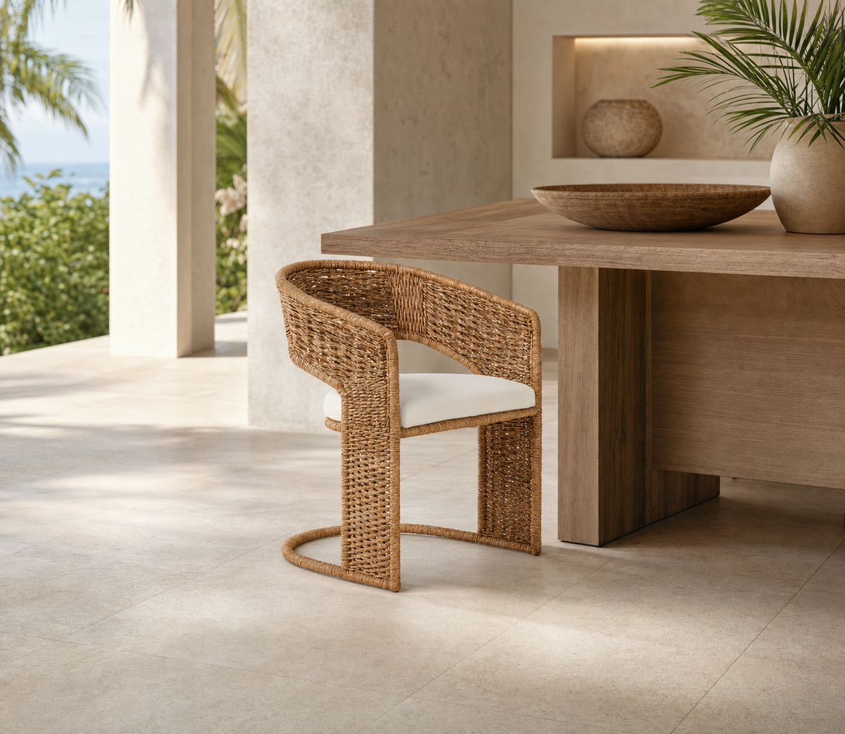 Kora Woven Dining Chair styled in an interior