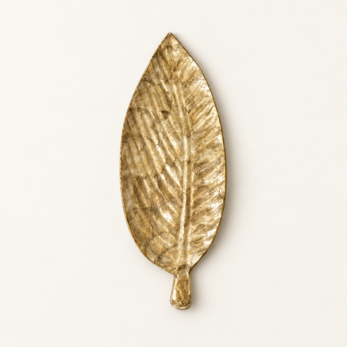 Antique Gold Long Leaf decorative tray - top view