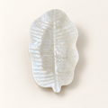 White Broad Leaf shell decorative tray - angled view
