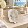 White Broad Leaf decorative tray in a luxury Miami bathroom