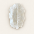 White Broad Leaf shell decorative tray - top view