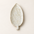 White Long Leaf shell decorative tray - angled view