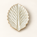 White Serrated Leaf shell decorative tray - angled view