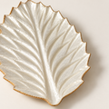 White Serrated Leaf shell decorative tray - shell detail