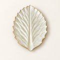 White Serrated Leaf shell decorative tray - top view