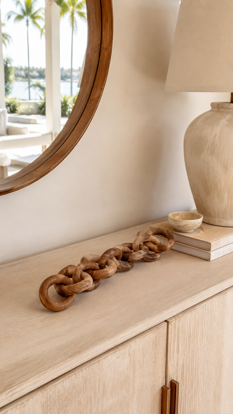 Long Teak Link Sculpture lifestyle image