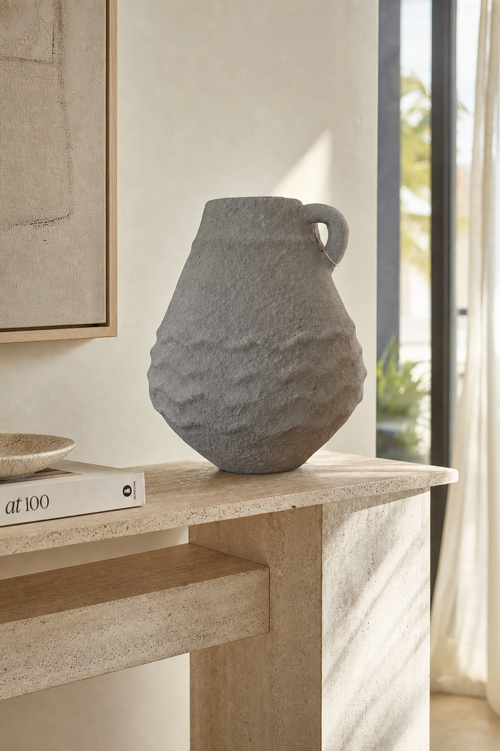 Mediterranean Clay Urn styled in an interior