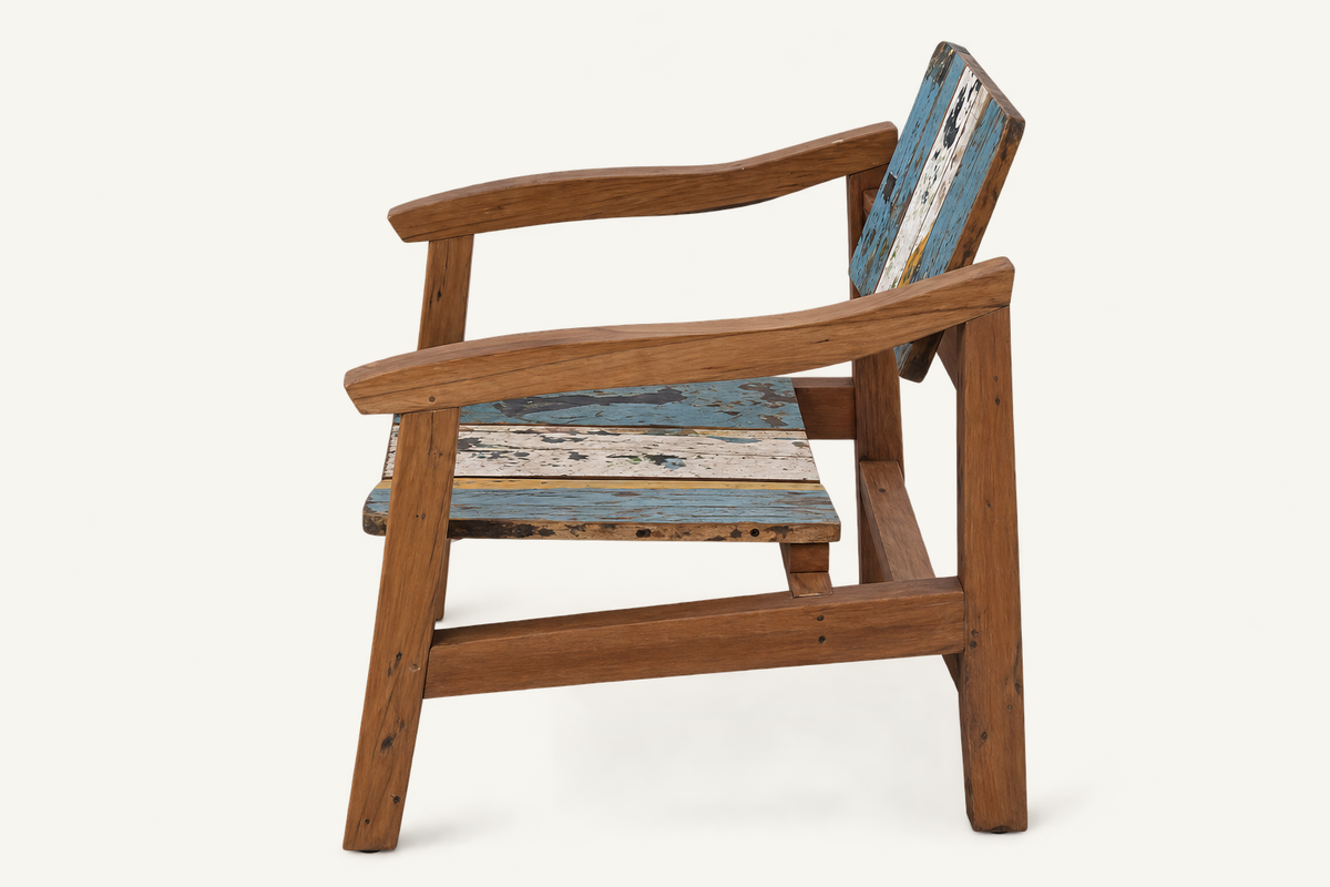 Reclaimed Boat Wood Armchair, alternate view