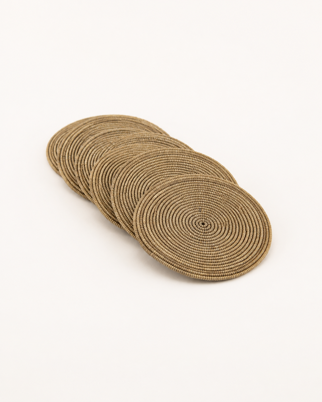Natural beaded coaster set, detail catalog view