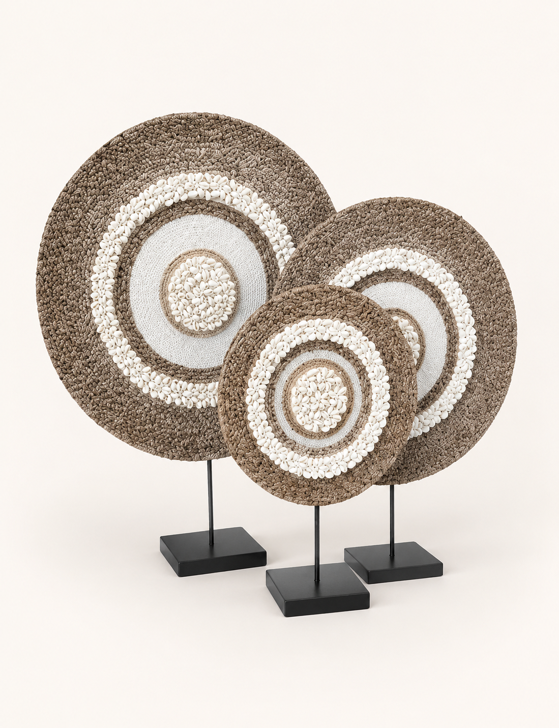 Natural Pattern Concentric Shell Sculpture on Metal Stand – catalog detail