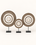 Natural Pattern Concentric Shell Sculpture on Metal Stand – three sizes, front view