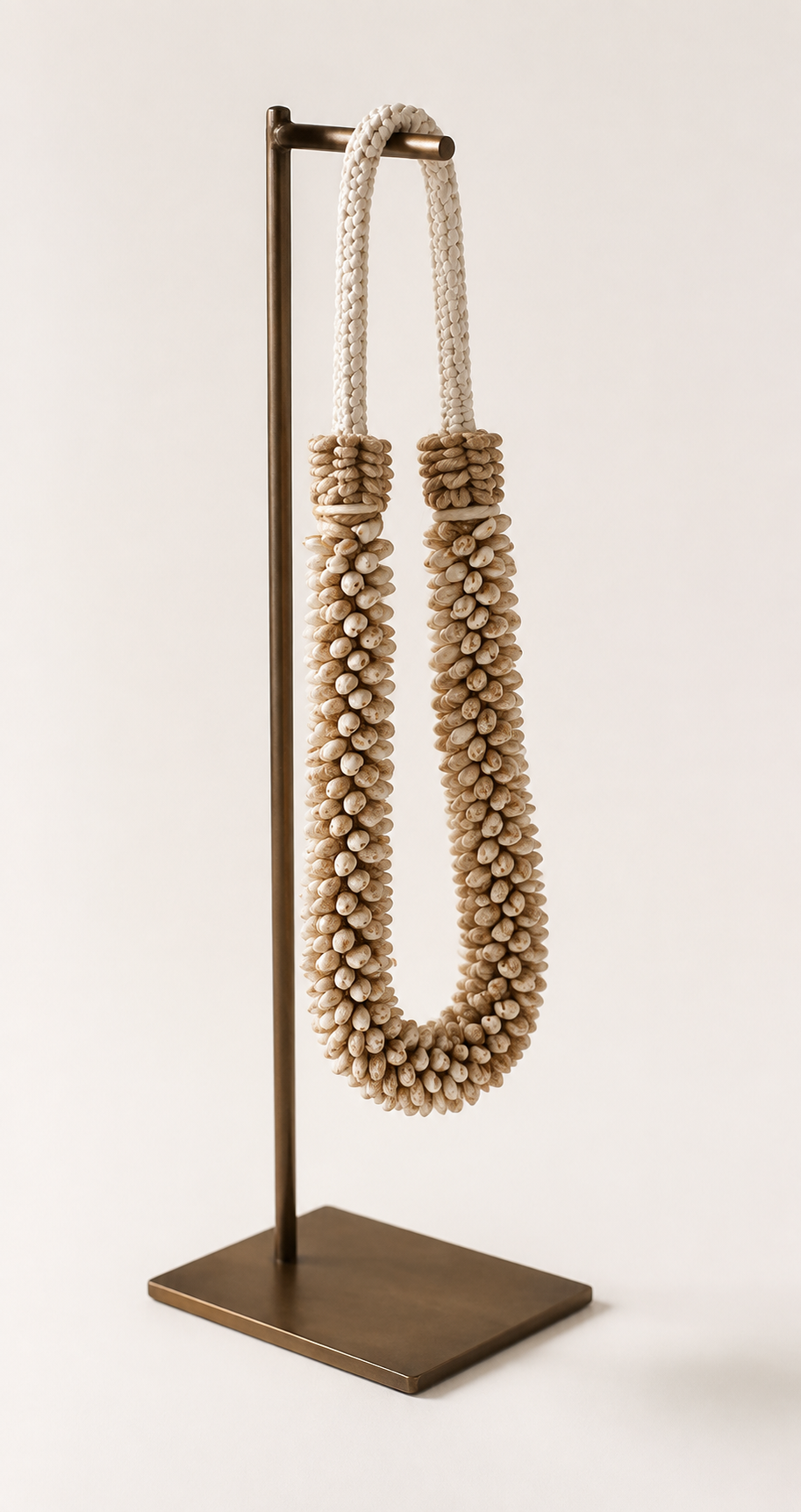 Natural Double Strand Shell Necklace on Metal Stand, alternate catalog view