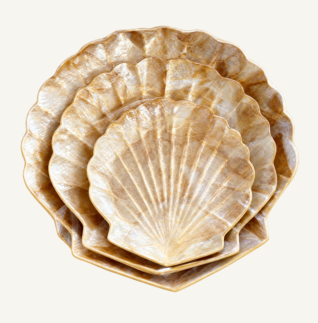Sculpted Shell Bowl Trio, front view