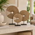 Natural Shell donut sculptures styled in a warm interior