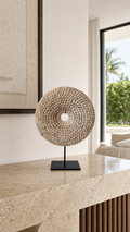 Natural Shell Rosette styled on a stone console