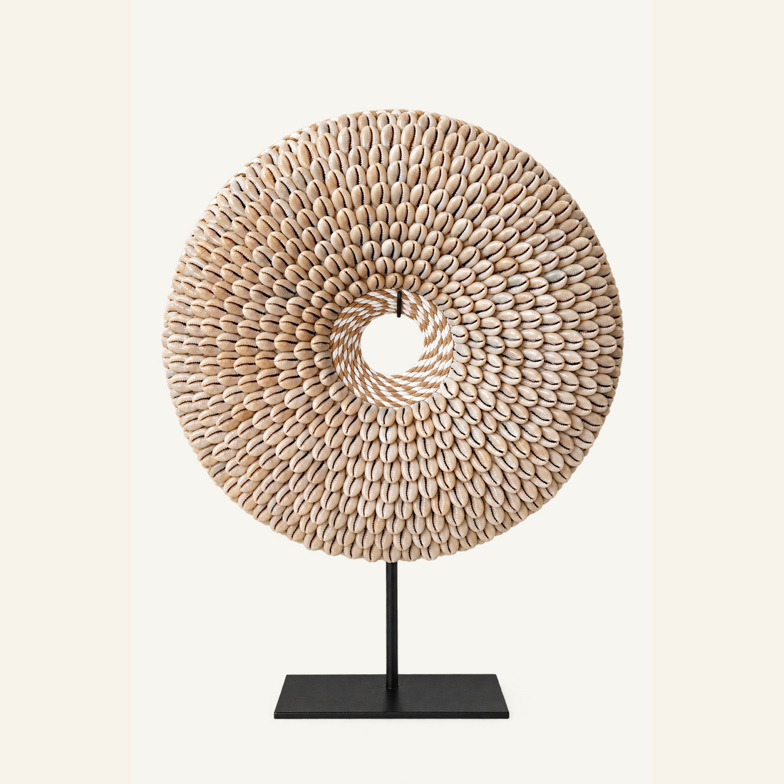 Natural Shell Rosette on black metal stand, full product centered