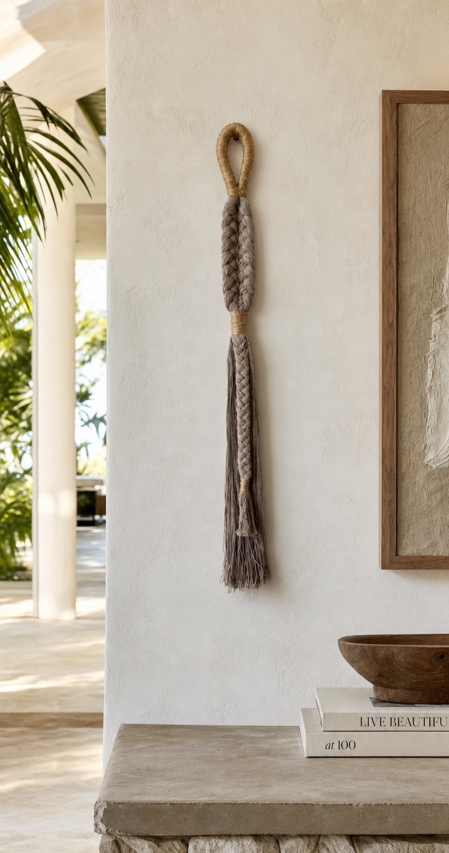 Looped Cotton Wall Hanging styled in an interior