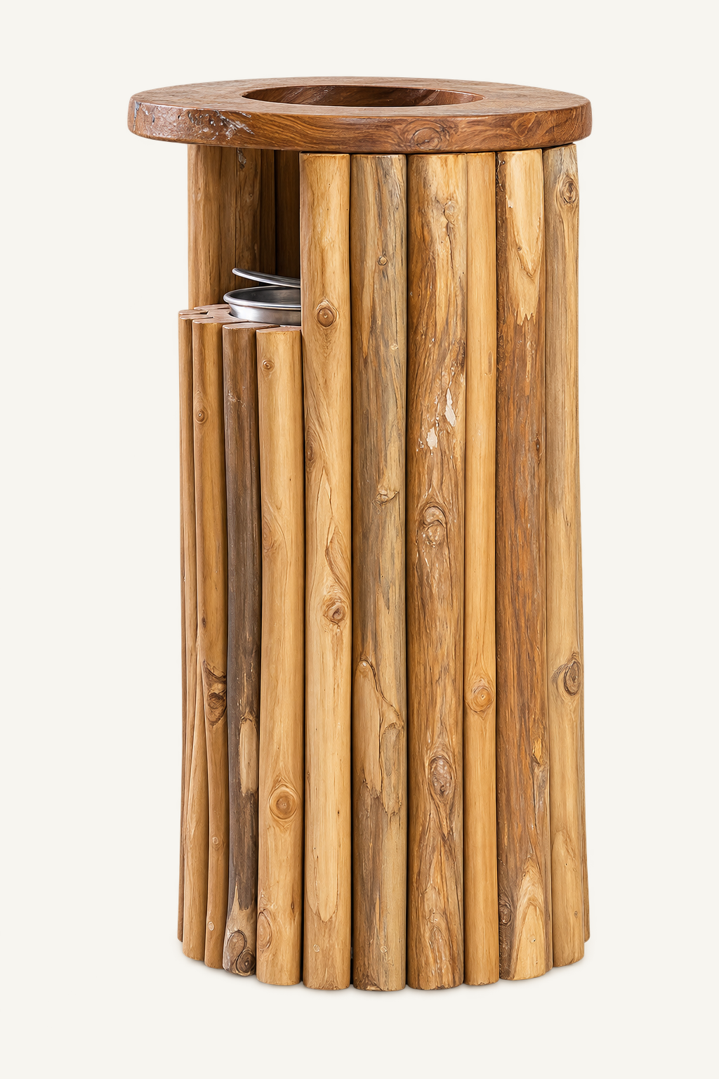 Natural Teak Branch Waste Bin, alternate view