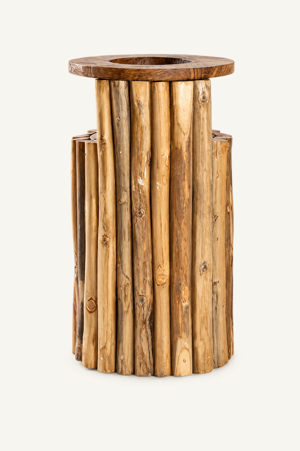 Natural Teak Branch Waste Bin, view 3