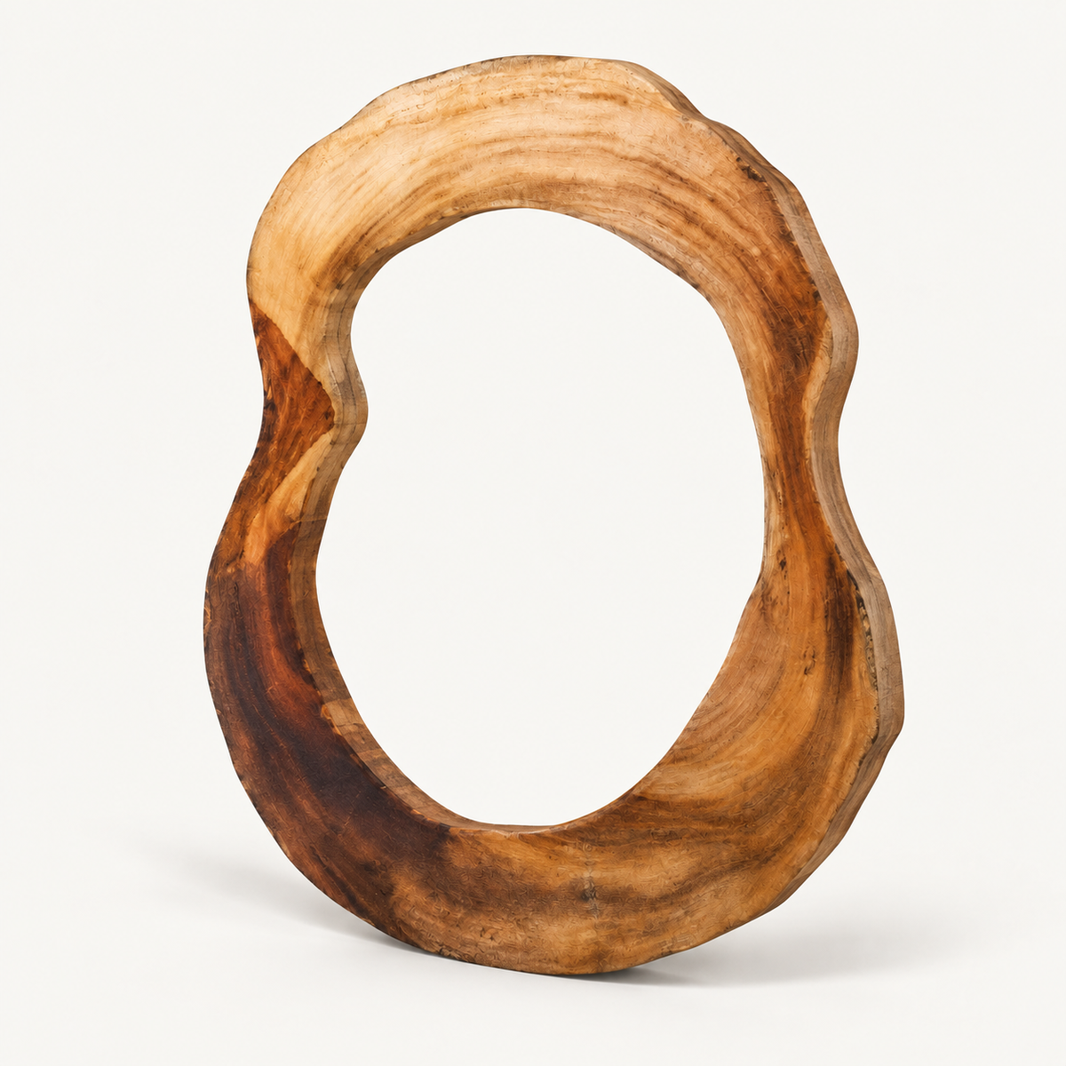 Organic Teak Mirror Frame, angled view
