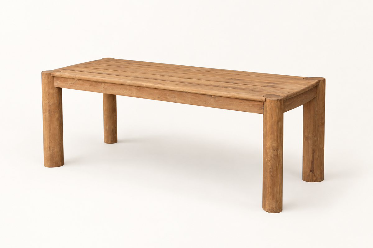 Outdoor Dining Table in recycled teak, clean alternate catalog view