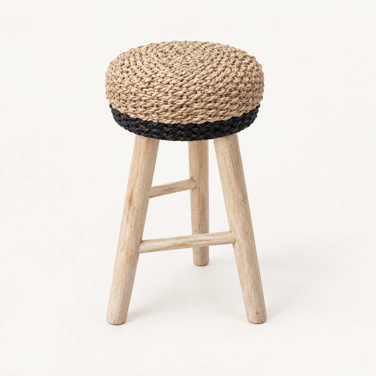 Pandanus rope stool, counter-height view