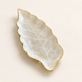 Pearlescent resin leaf decorative tray - angled view