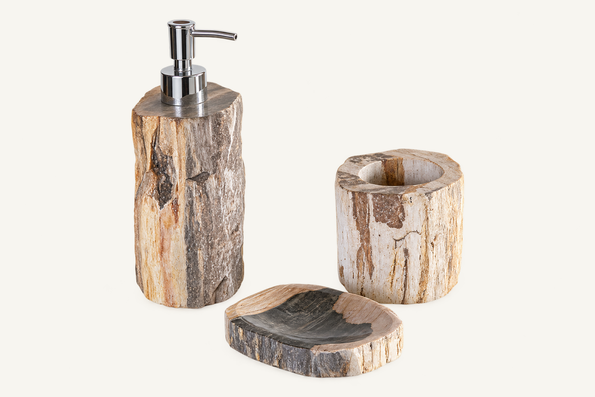 Petrified Wood Bathroom Accessories Set, alternate view