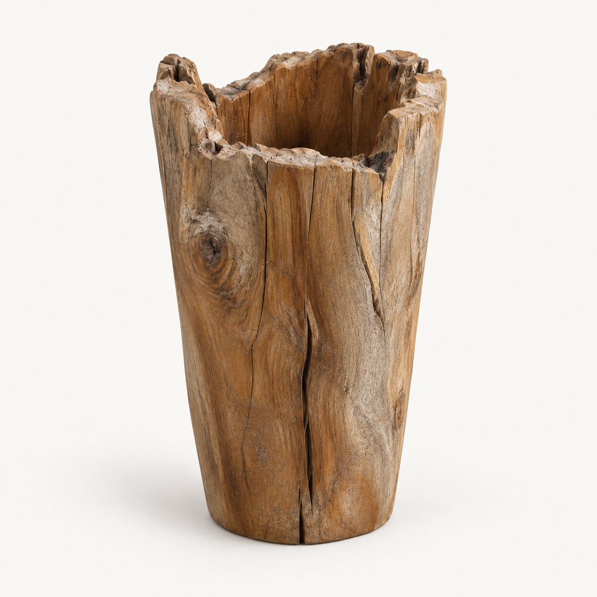 Raw Edge Teak Vessel alternate view