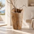 Raw Edge Teak Vessel in a warm coastal interior