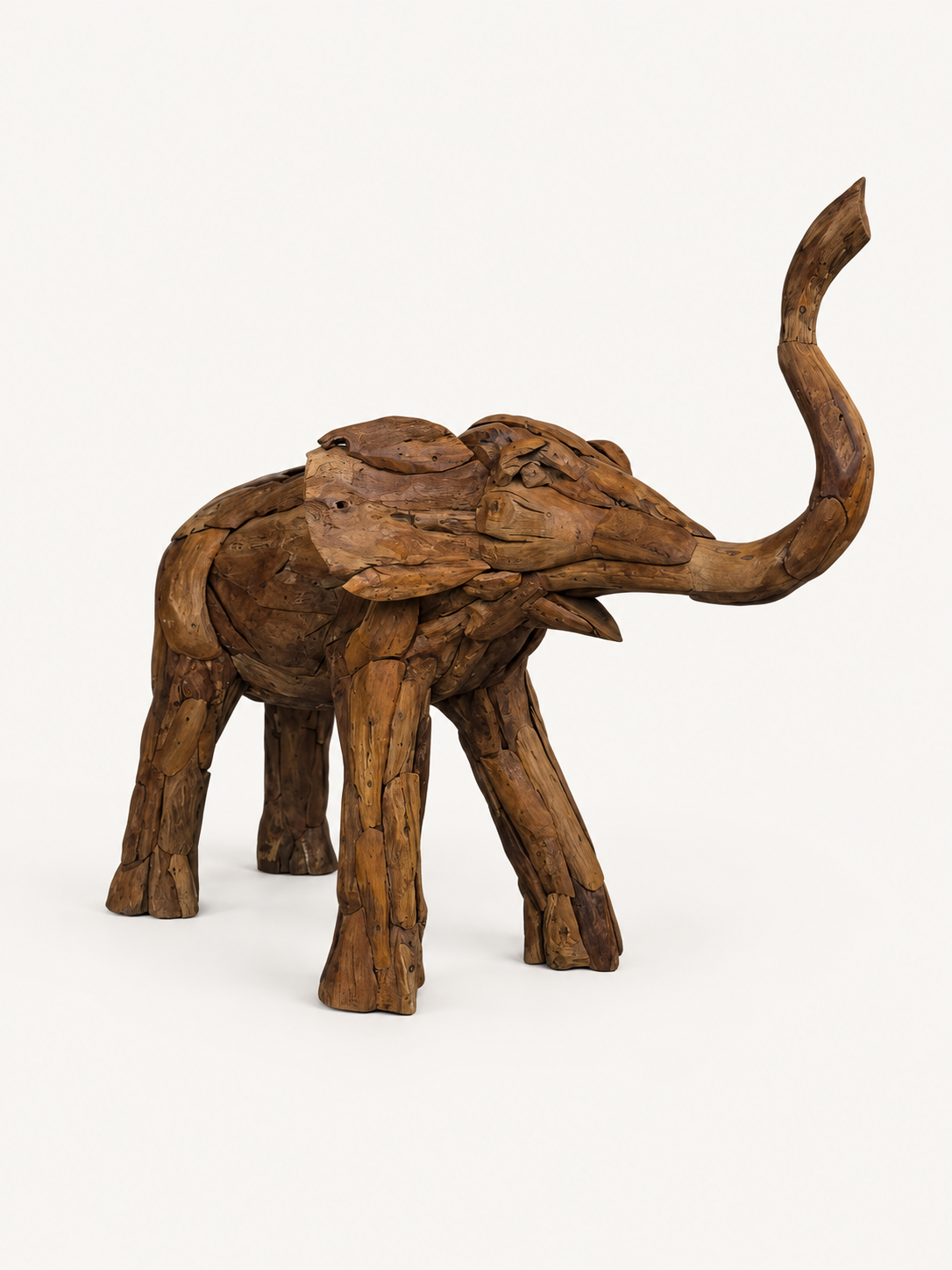 Reclaimed Teak Elephant Sculpture clean left angle