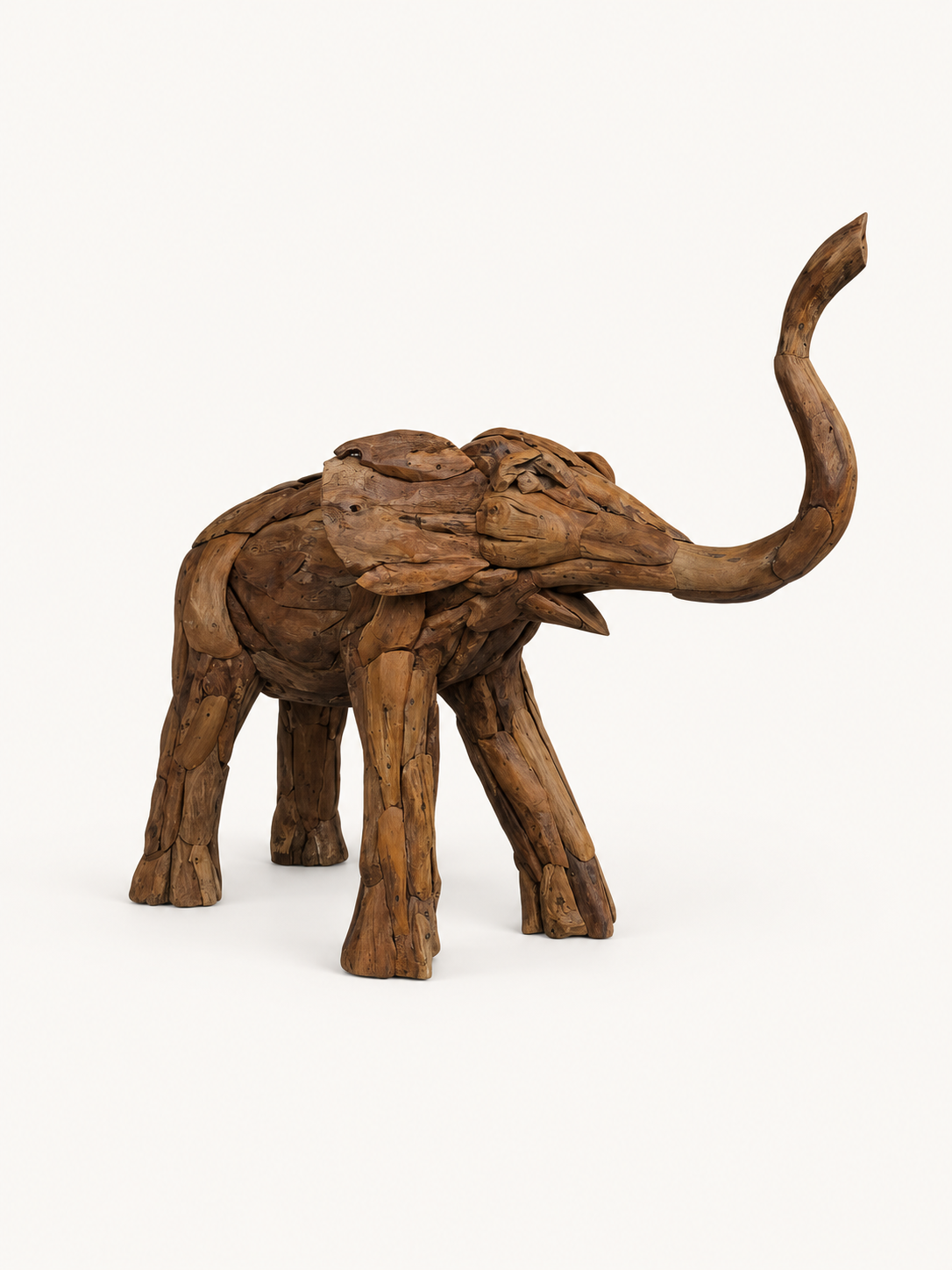 Reclaimed Teak Elephant Sculpture clean right angle