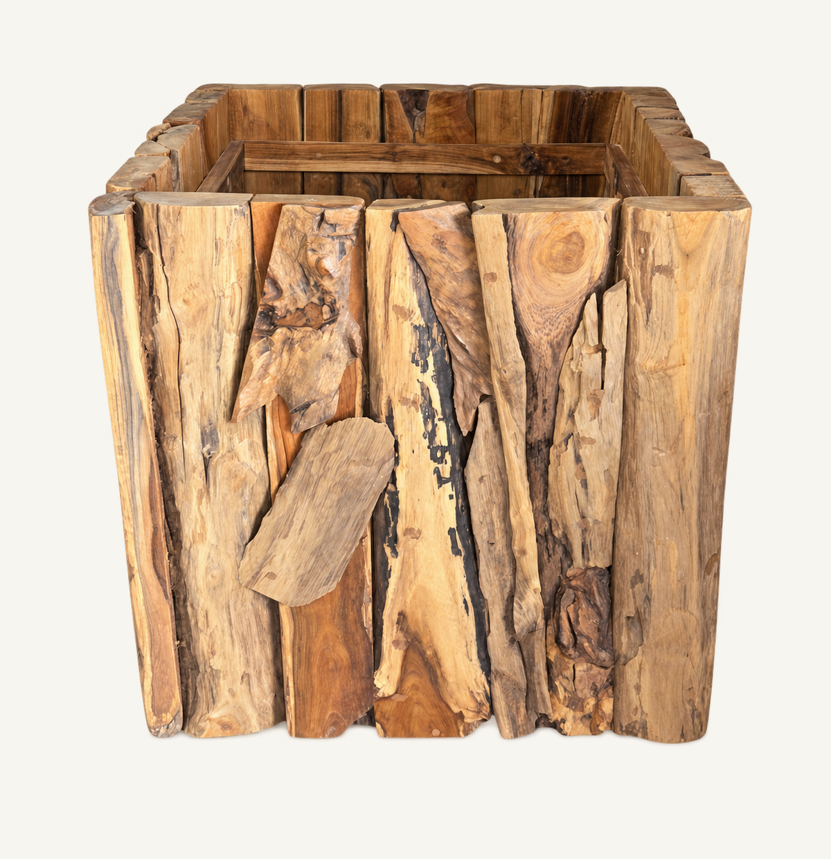 Reclaimed Teak Erosion Box, front view