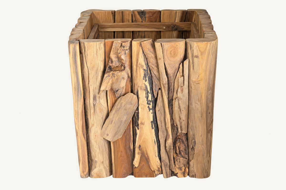 Reclaimed Teak Erosion Box, alternate angle