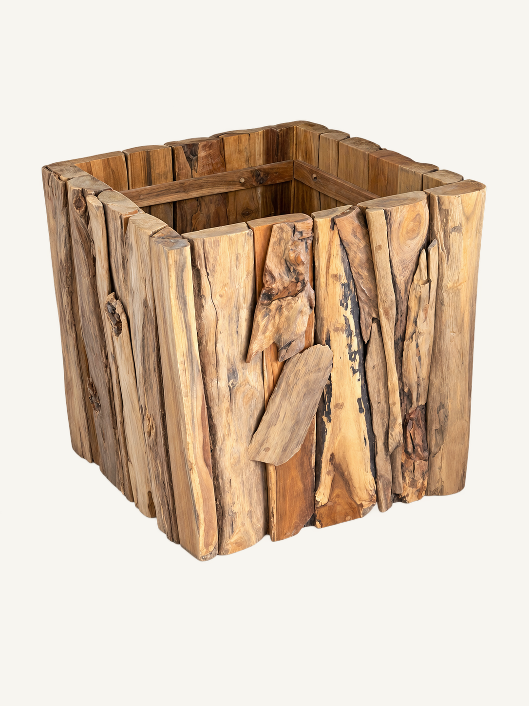 Reclaimed Teak Erosion Box, side view