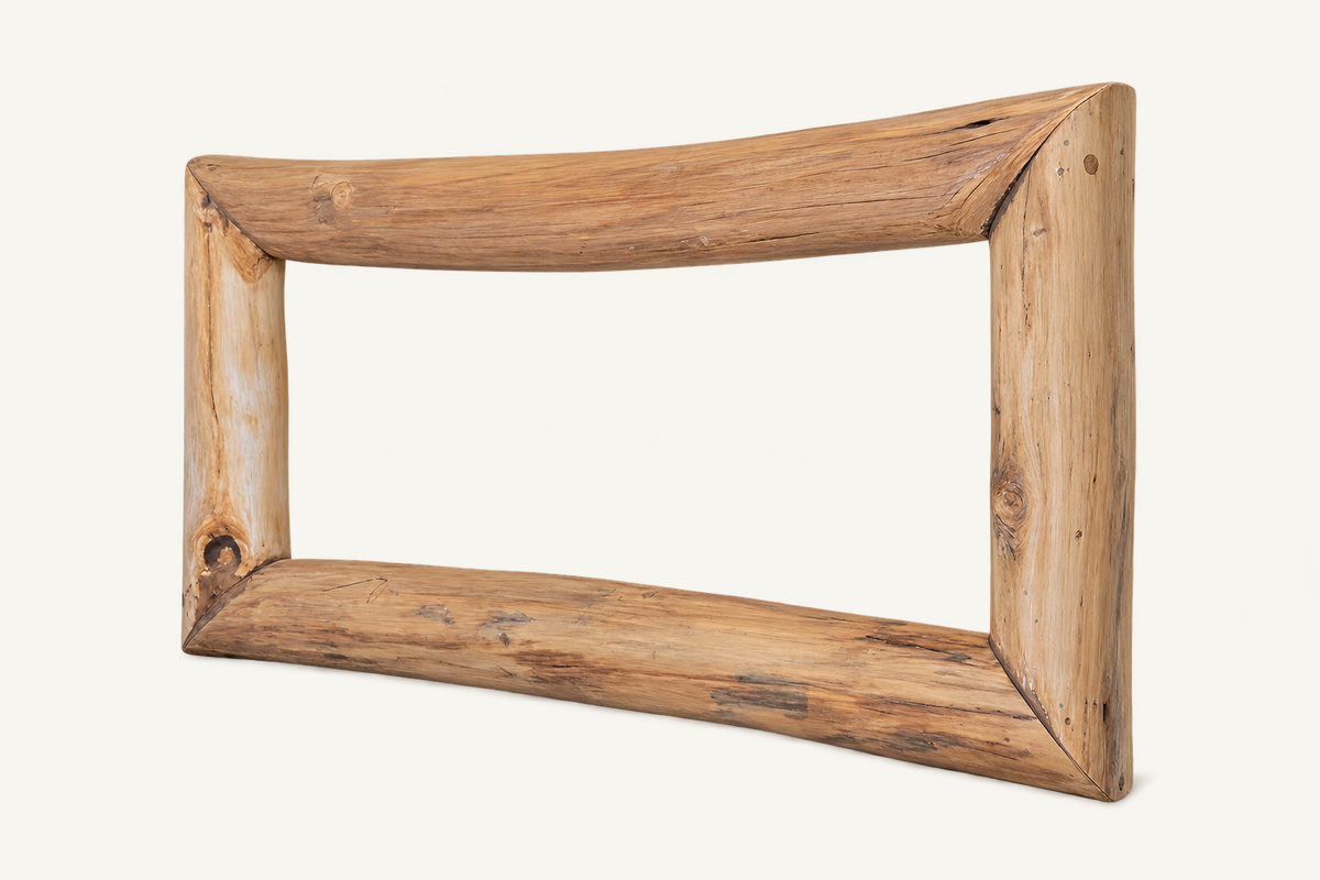 Reclaimed Teak Organic Mirror Frame, detail view