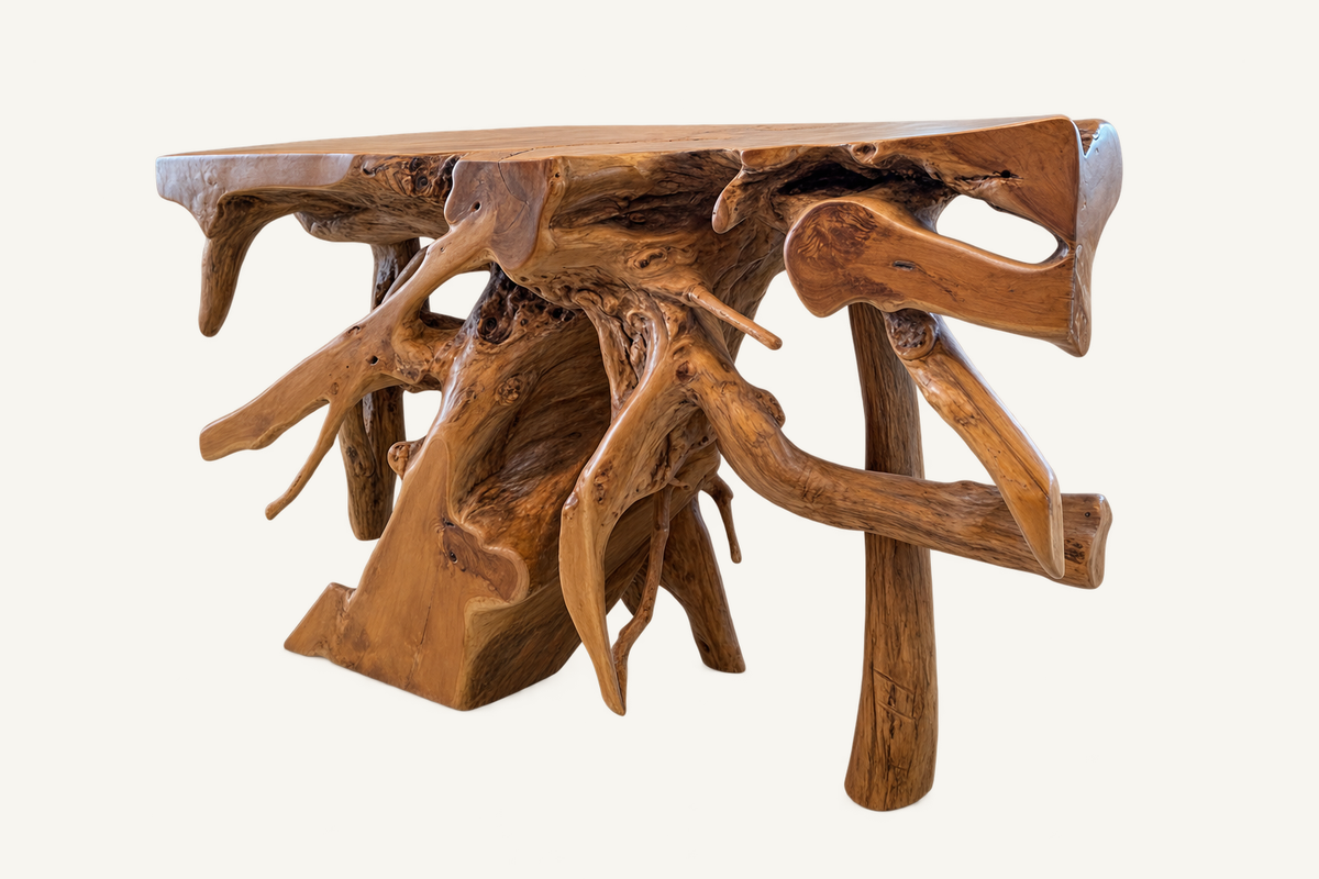 Reclaimed Teak Root Console, alternate view