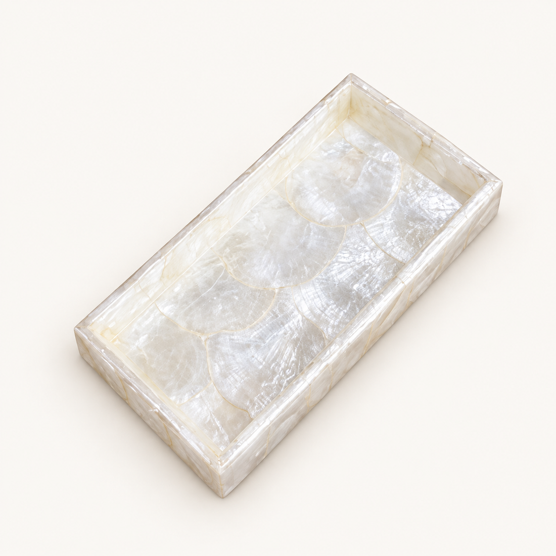 Rectangular Shell Tray on warm cream catalog background