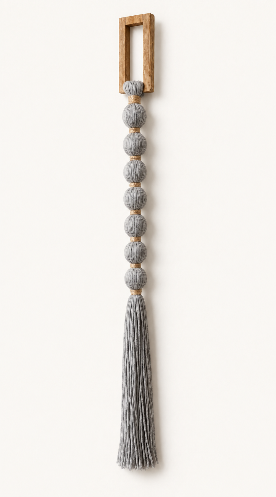 Rectangular Wood and Cotton Wall Hanging, angled catalog view