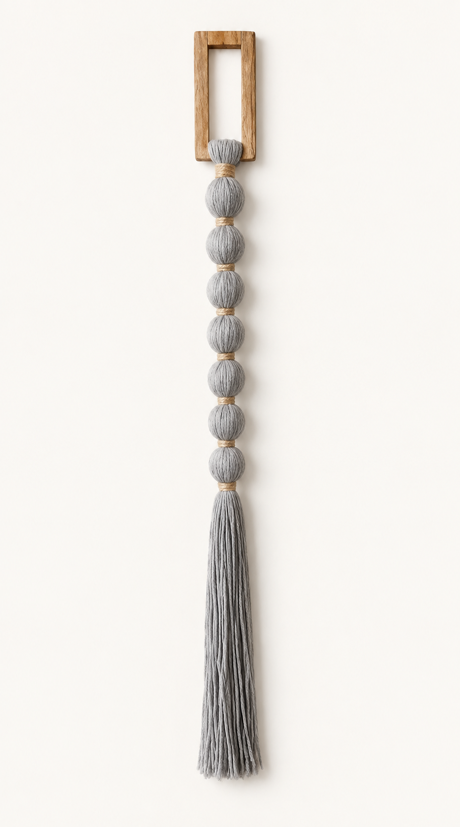 Rectangular Wood and Cotton Wall Hanging, front catalog view