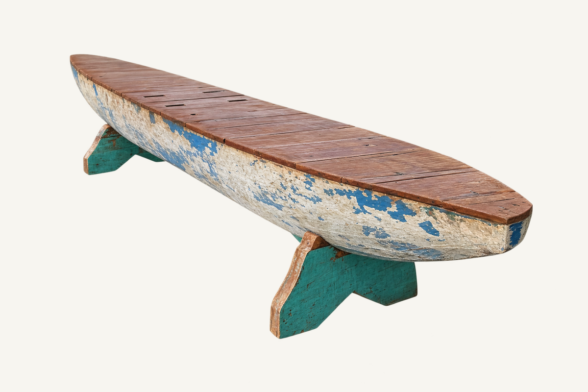 Recycled Canoe Bench, alternate view
