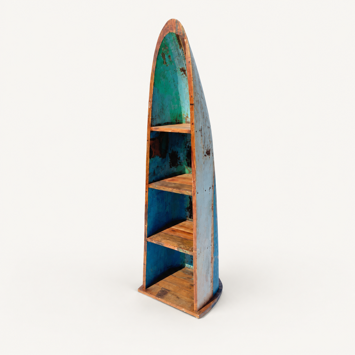 Recycled Canoe Shelves clean right angle