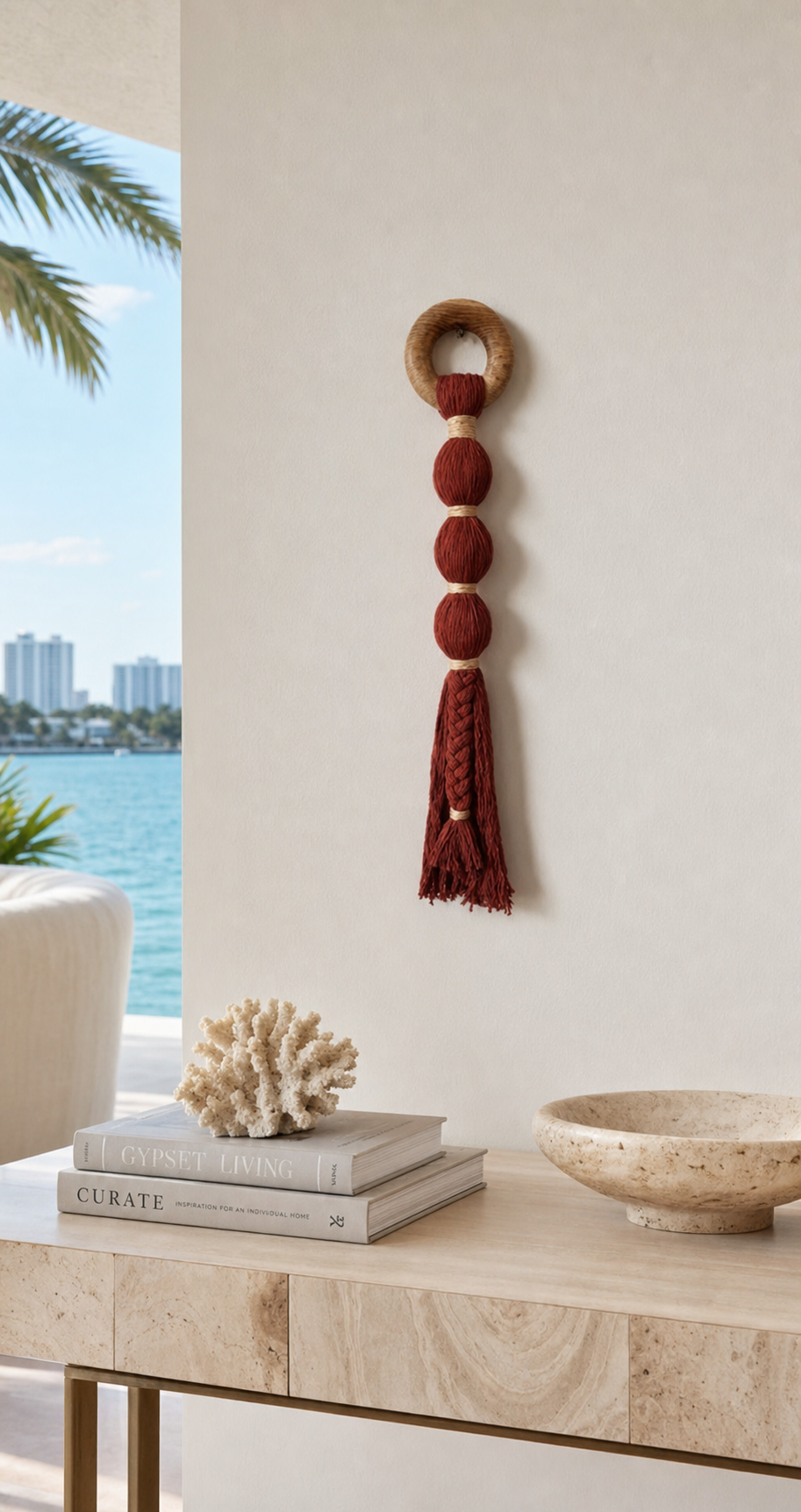 Knotted Cotton Wall Hanging styled in an interior