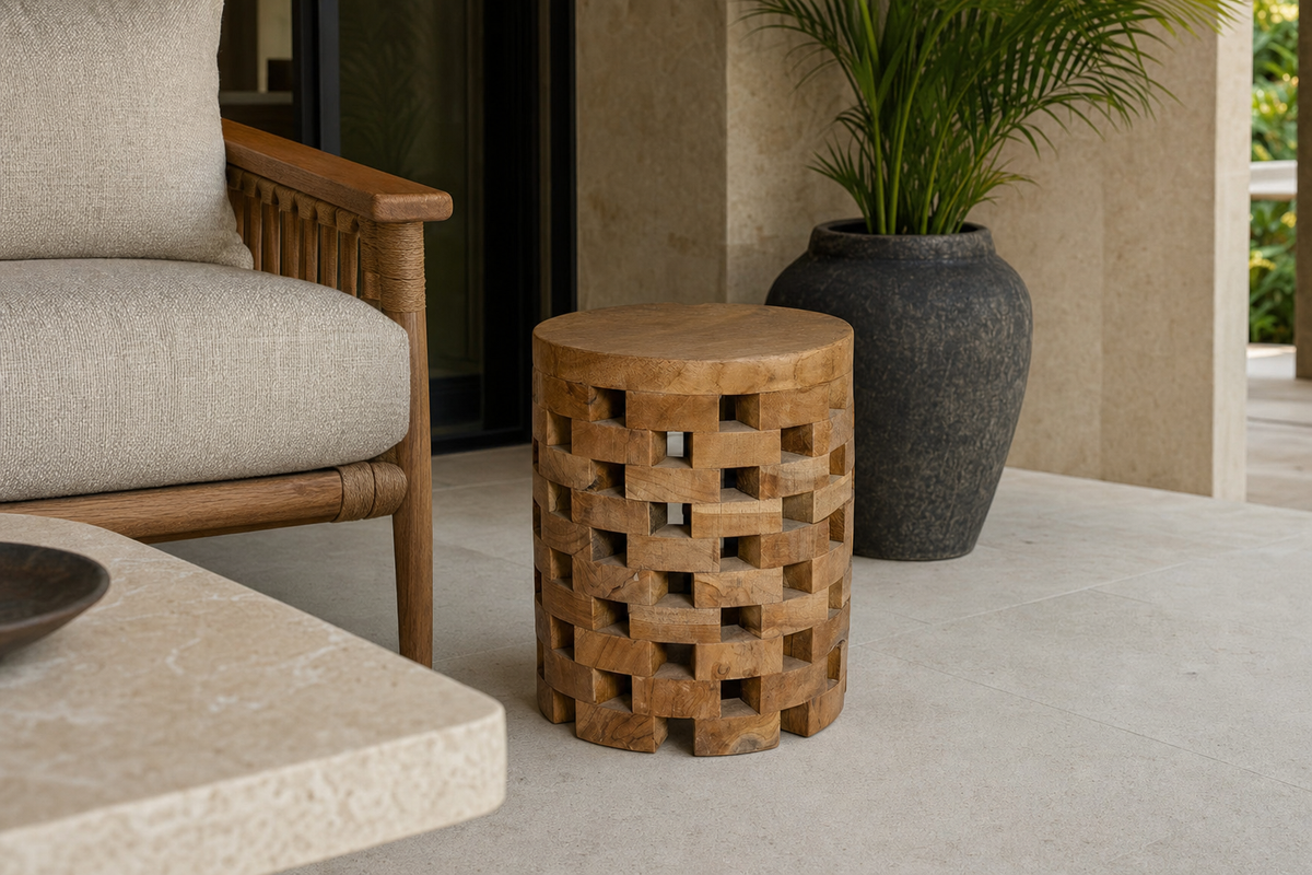 Round Buto Stool styled in an interior